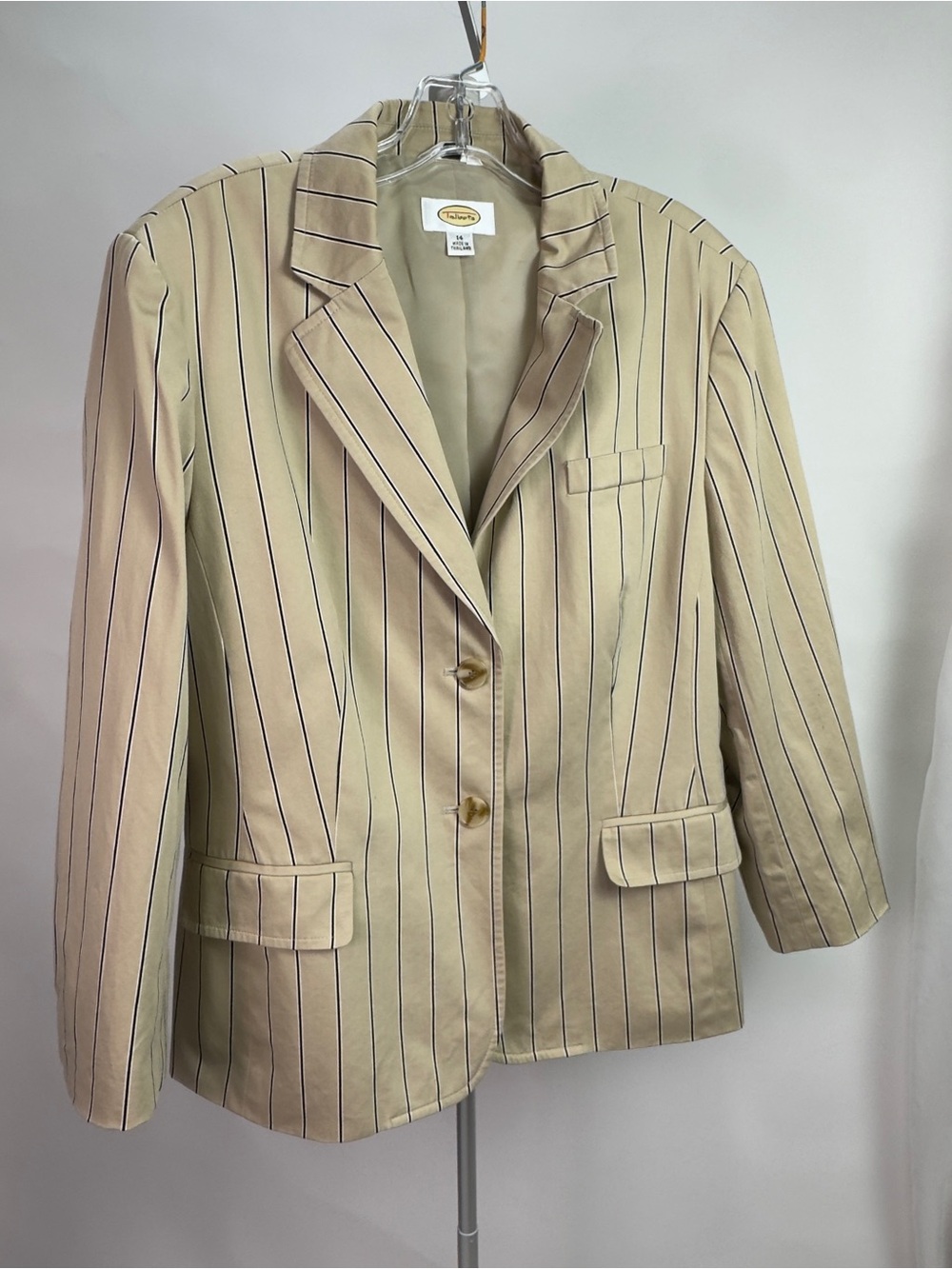 90s vintage pinstripe blazer Talbots Size 14 Stretch Cotton | Office Career Vtg